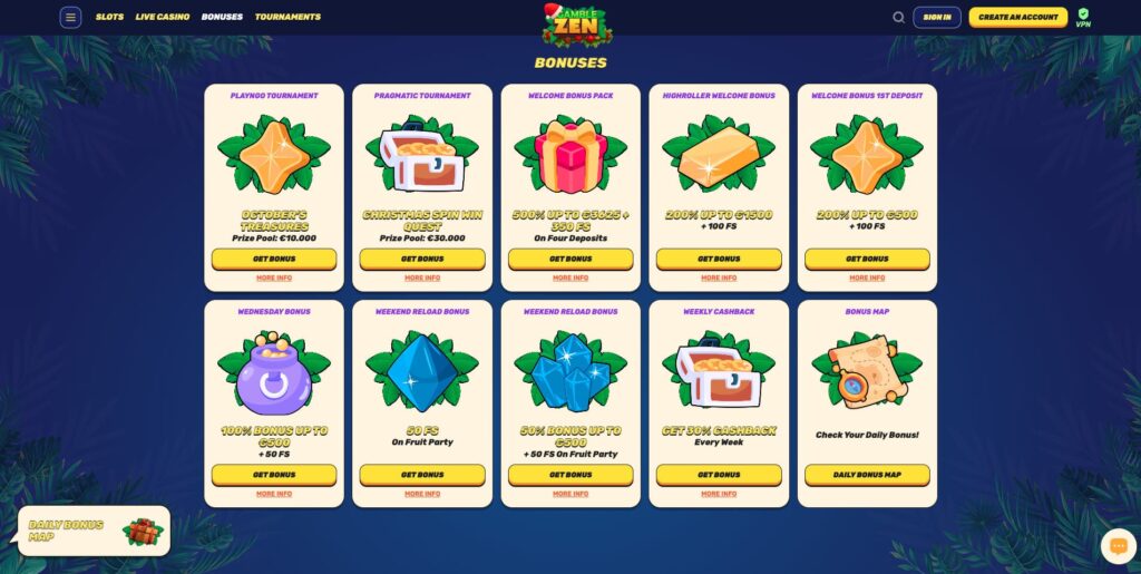 Gamblezen Casino Бонуси