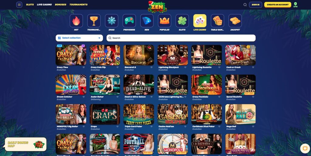 Gamblezen Casino Игри на живо