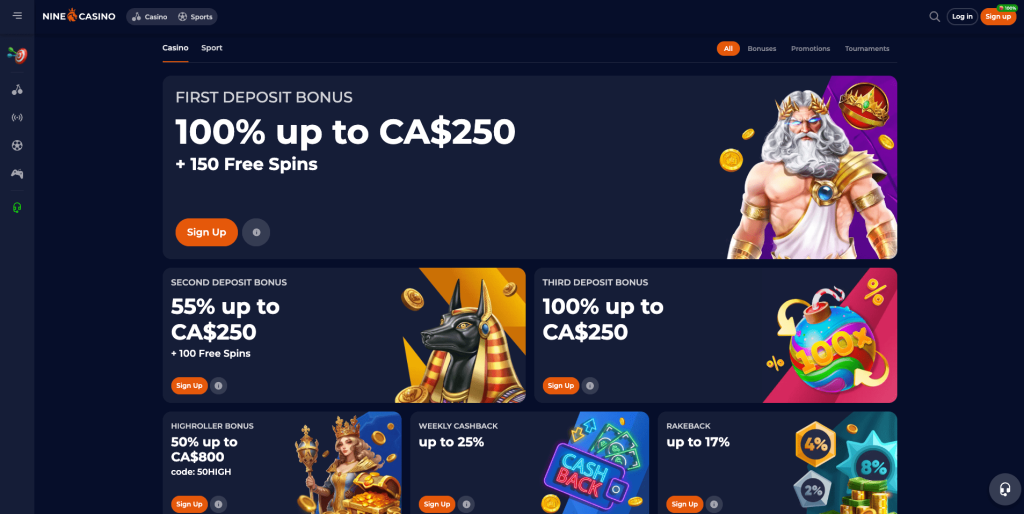 Nine Casino bonuses