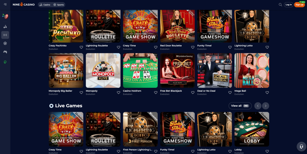 Nine Casino live games