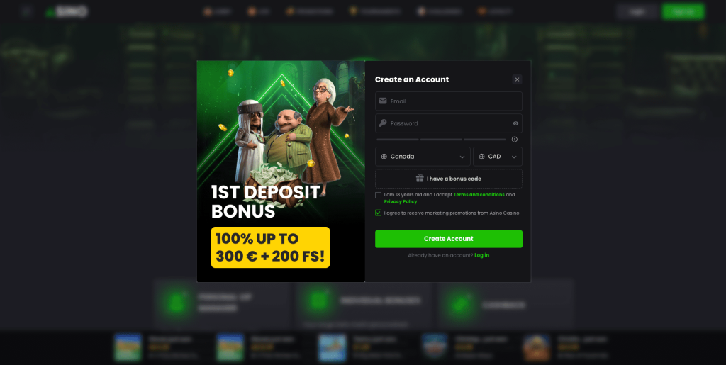 Asino Casino Registration