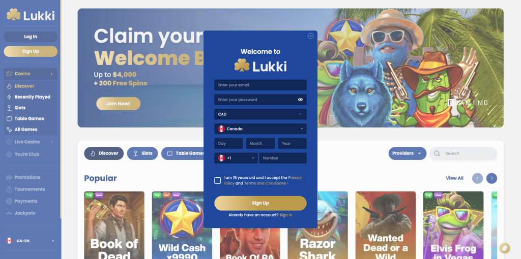 Lukki Casino Registration