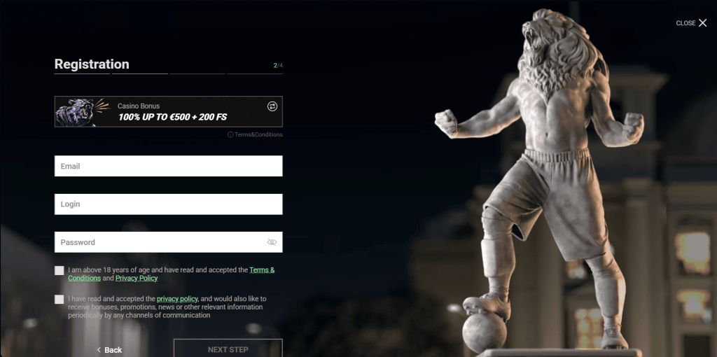 Betinia Casino Registration