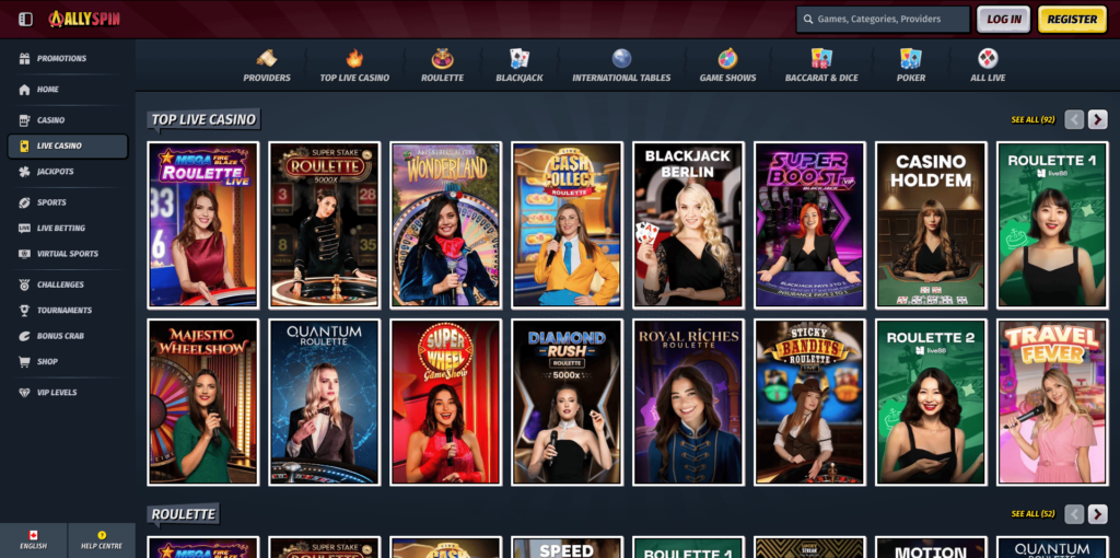 AllySpin Casino Live Games