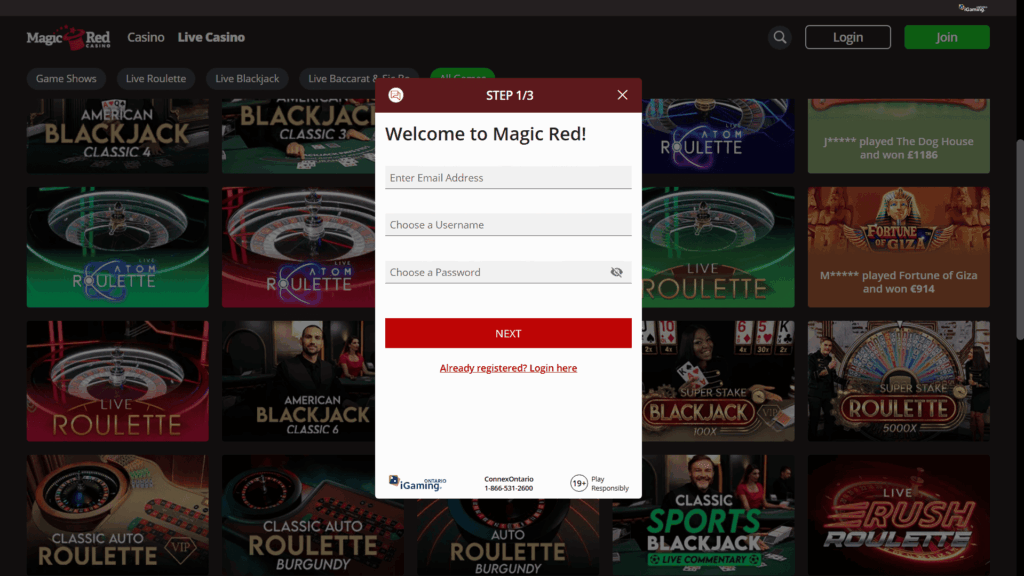 Magic Red casino registration