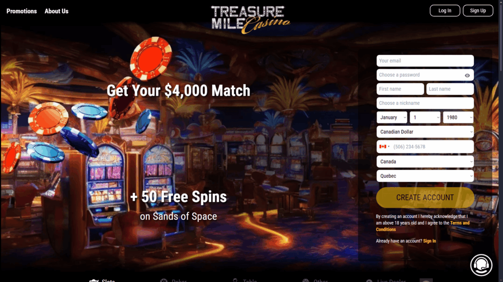 Treasure Mile casino Canada