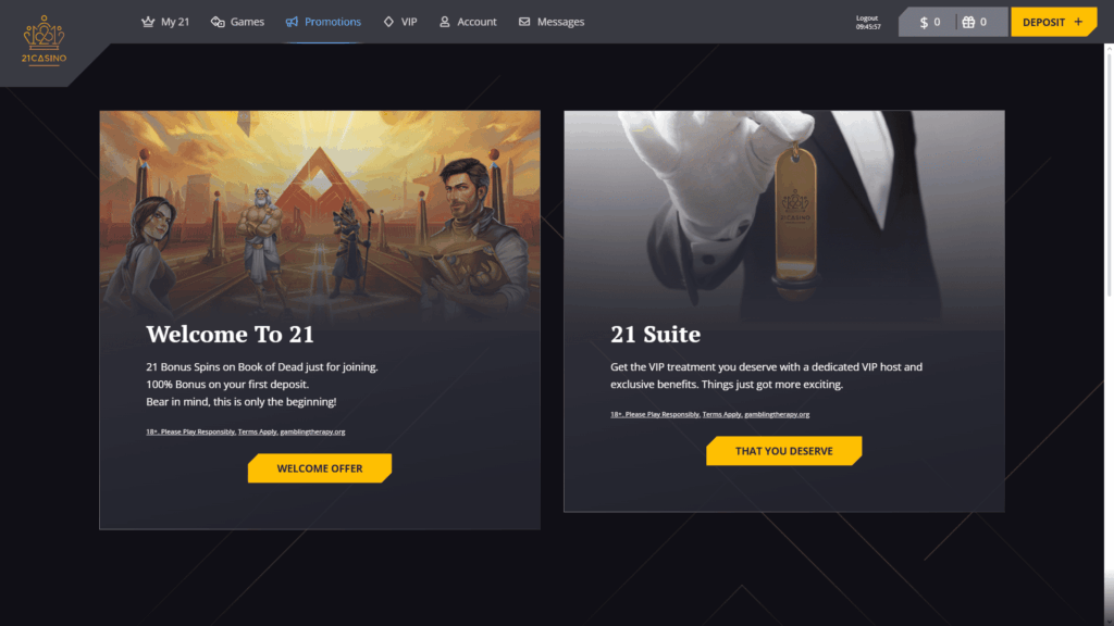 21 casino bonuses