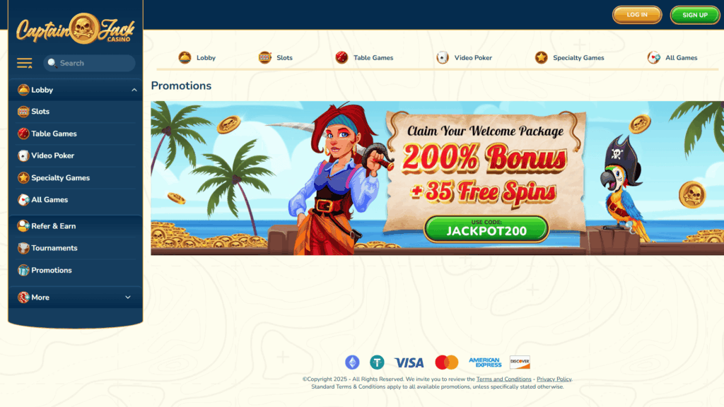 Captain Jack casino bonuses