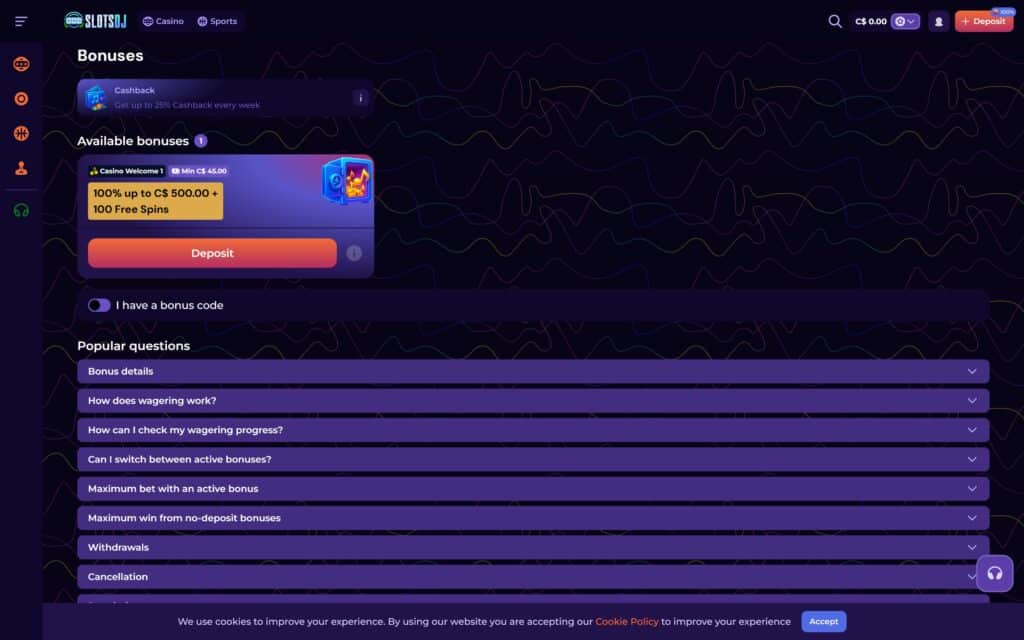 SlotsDJ casino bonuses