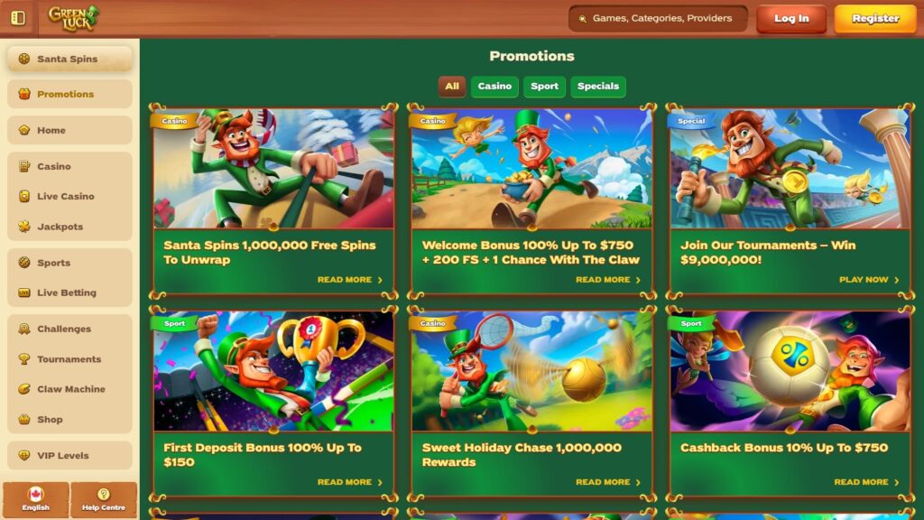 GreenLuck casino bonuses