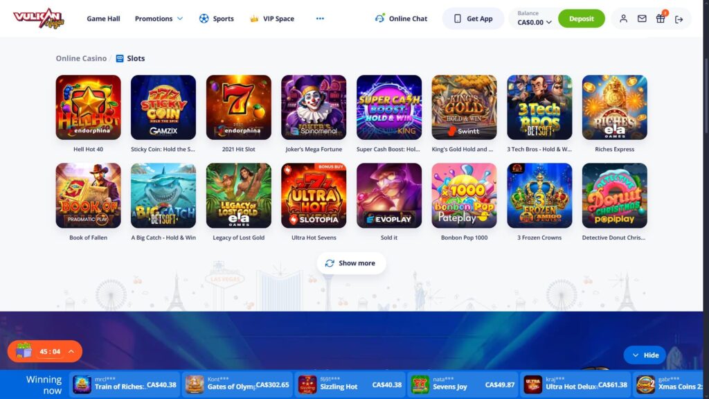 Vulkan Vegas casino slots