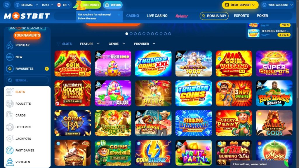 MostBet casino slots
