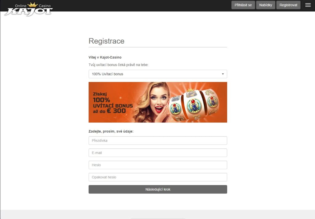 Kajot Casino Registrace