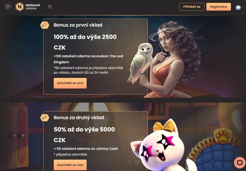 National Casino bonusy