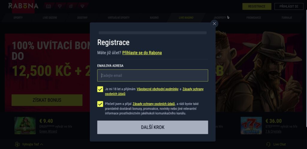 Rabona casino registrace
