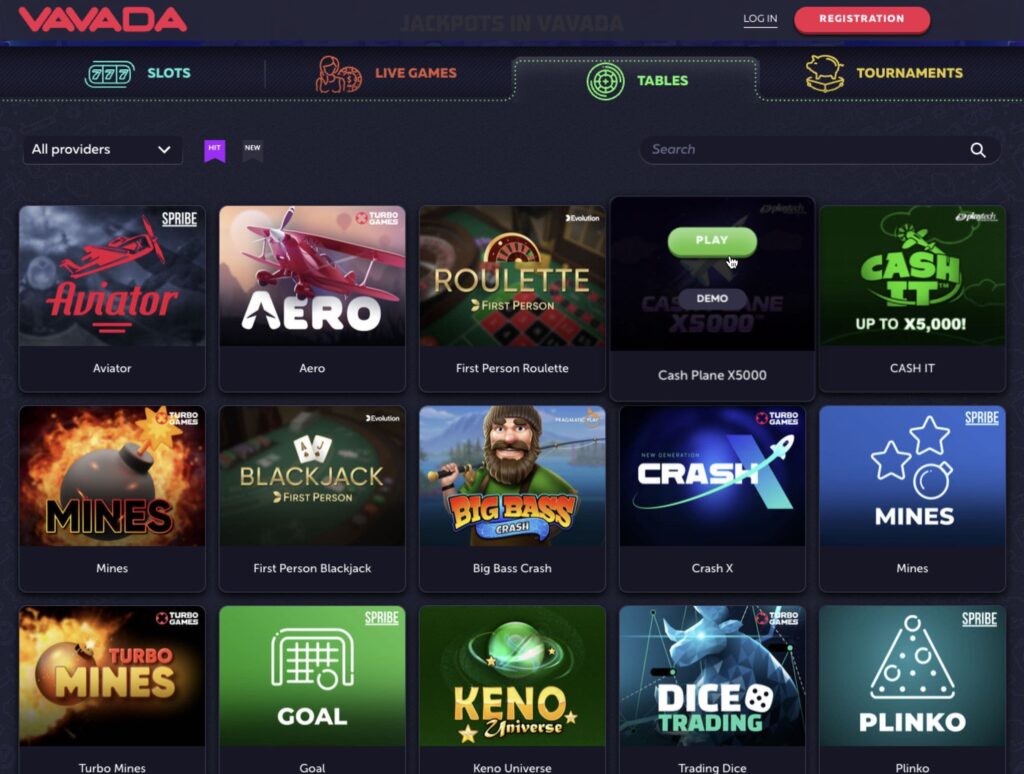 Vavada kasino stolni hry