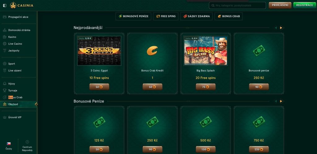 Casinia kasino bonusy