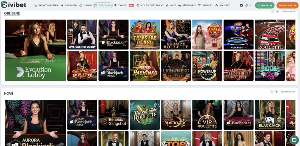 IviBet casino s živými dealery