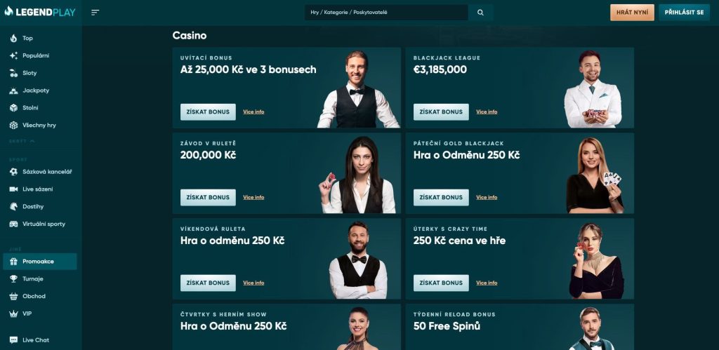 LegendPlay kasino bonusy