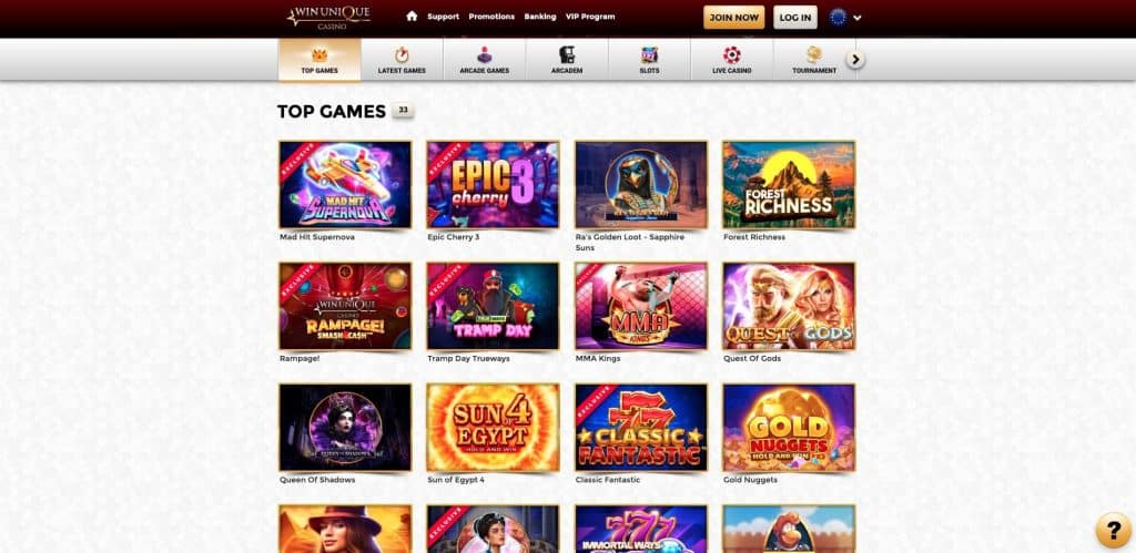 WinUnique casino sloty