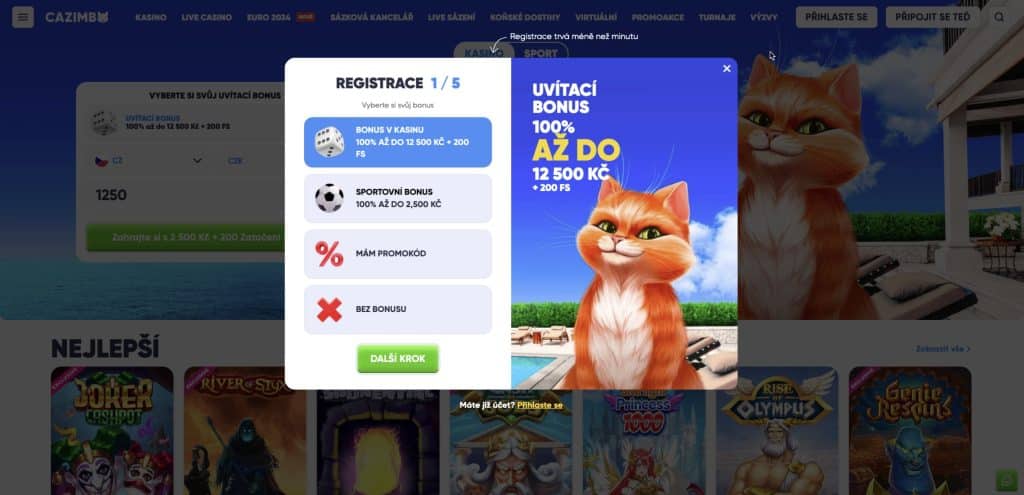 Cazimbo casino registrace