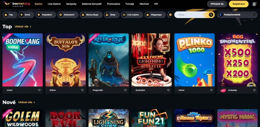 Boomerang hrací automaty