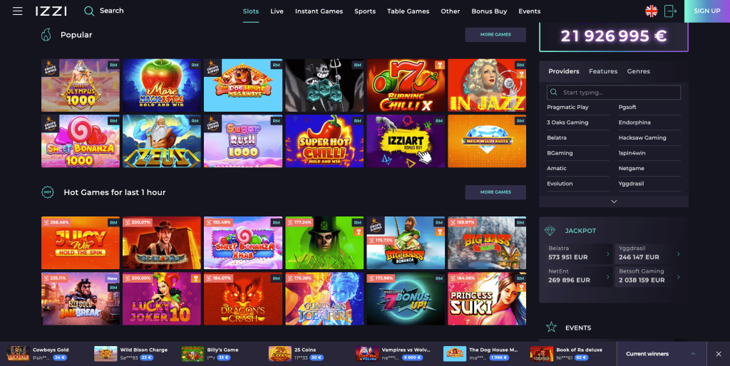 Izzi hrací automaty