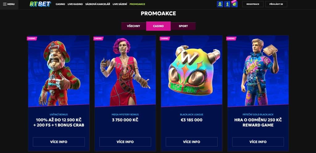 RTbet casino bonusy