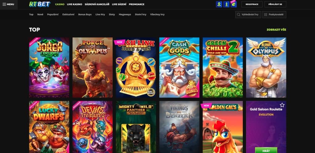 RTbet hrací automaty