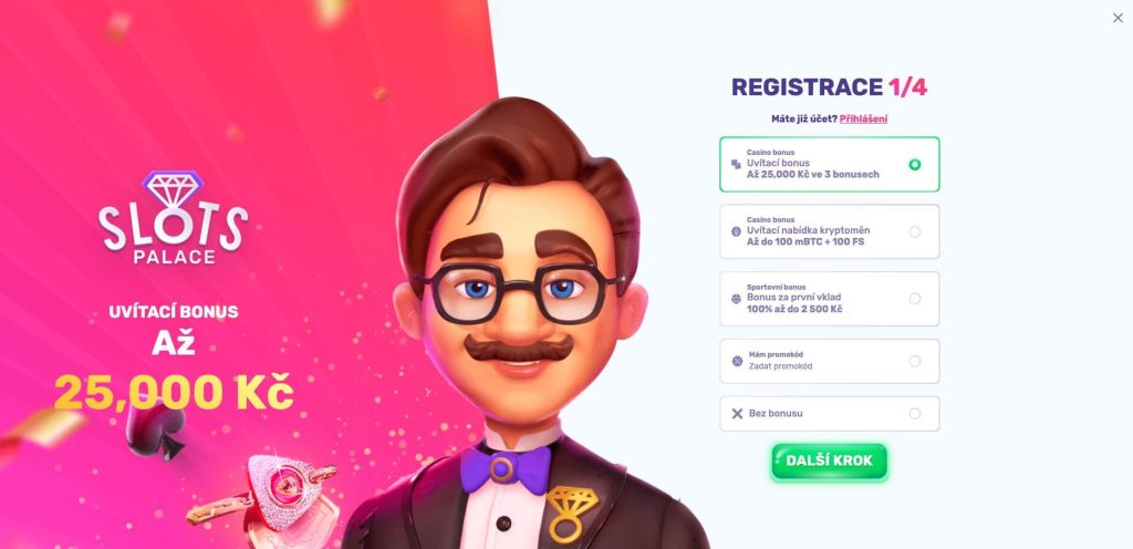 SlotsPalace casino registrační formulář