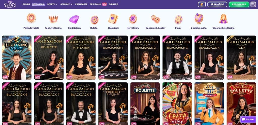 SlotsPalace casino s živými dealery