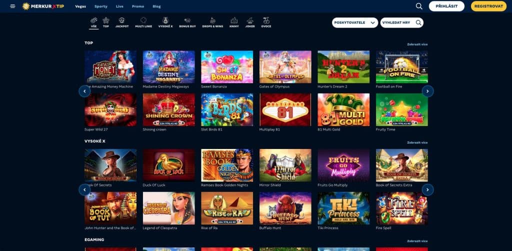 MerkurxTip casino hrací automaty
