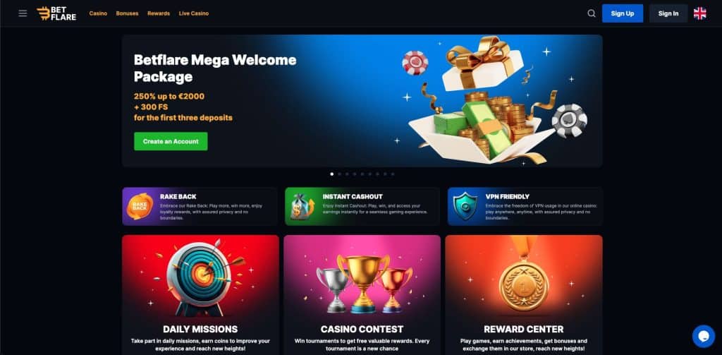 Betflare casino bonusy