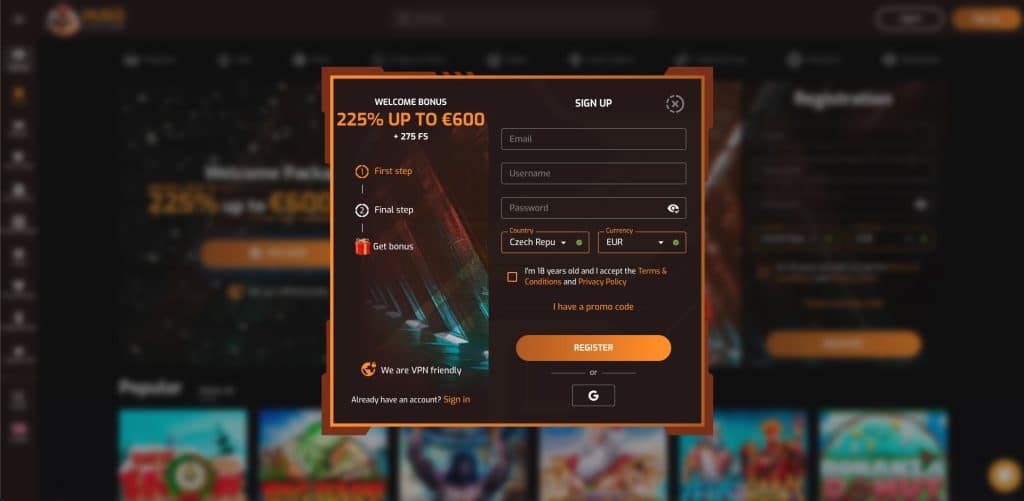 Hugo casino registrace