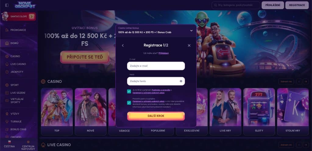 Nova Jackpot casino registrace