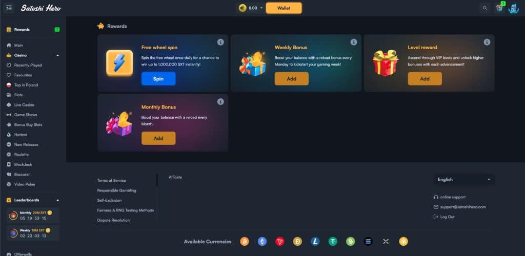 Satoshi Hero casino bonusy