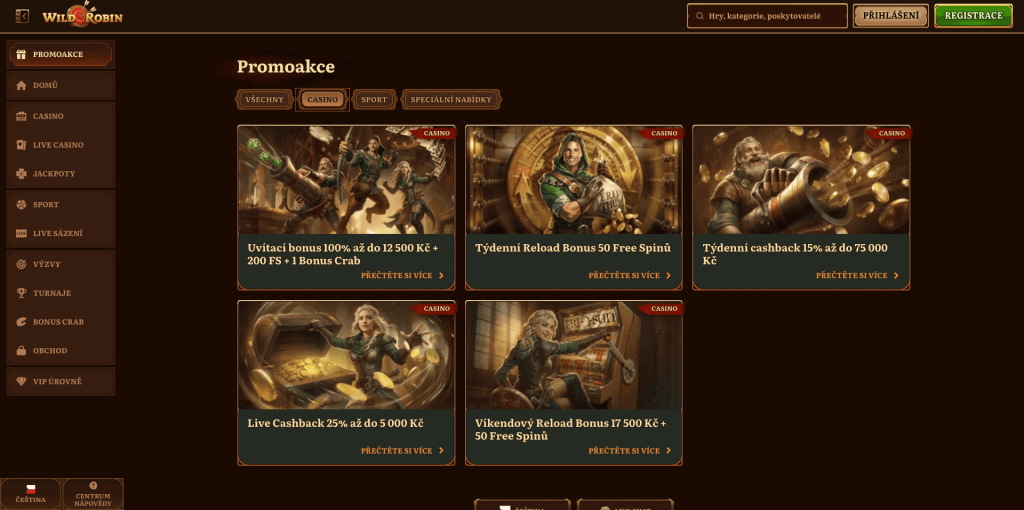 Wild Robin casino bonusy