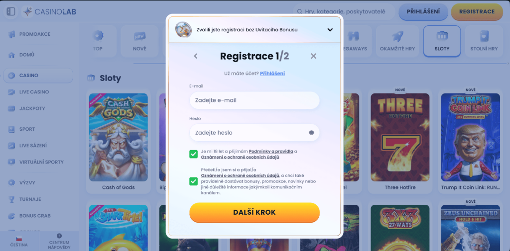 CasinoLab casino registrace