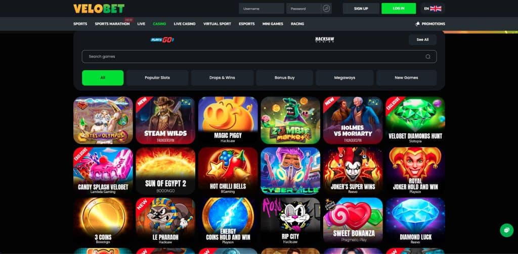 Velobet hrací automaty