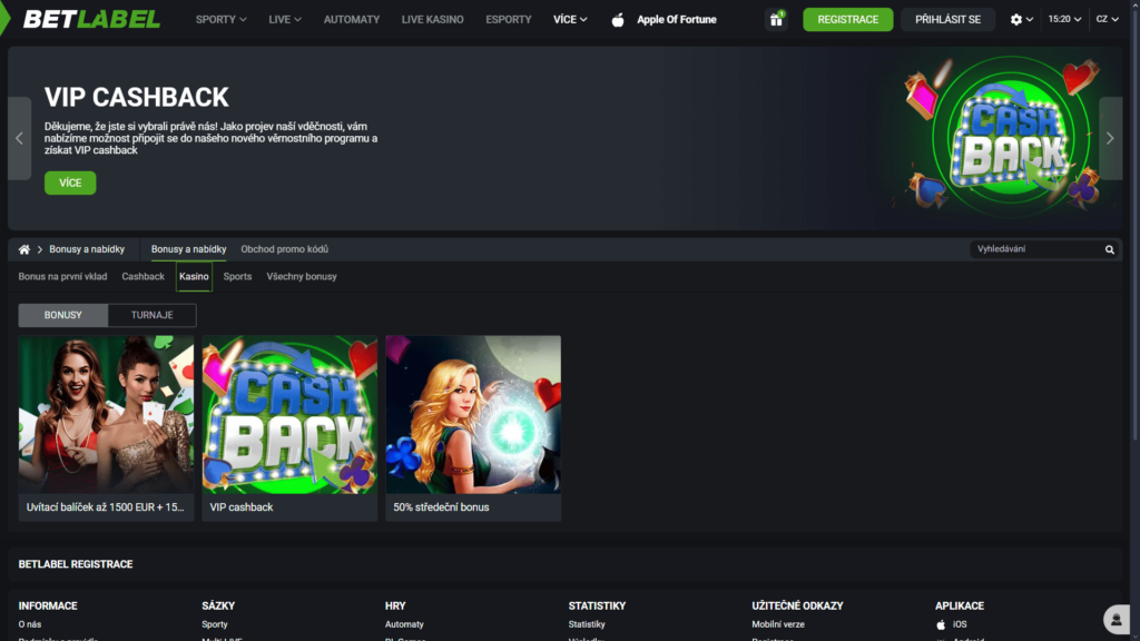 BetLabel casino bonusy