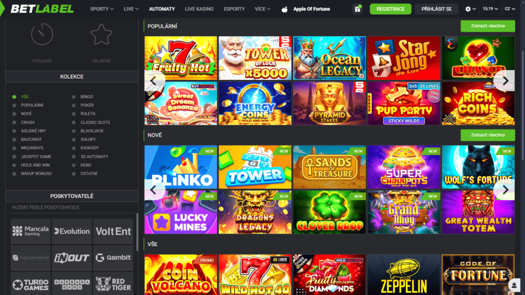 BetLabel hrací automaty