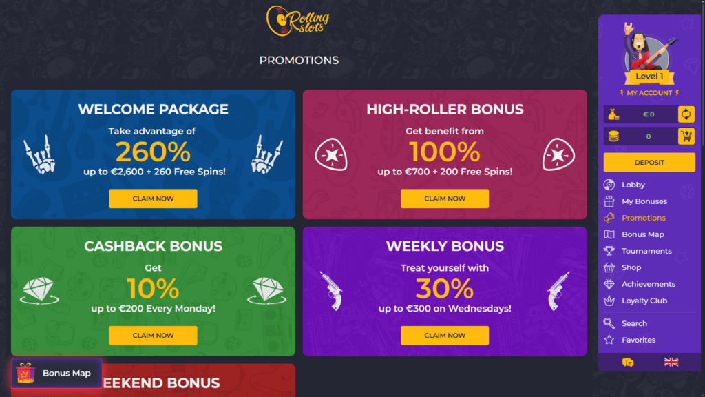 Rolling Slots casino bonusy