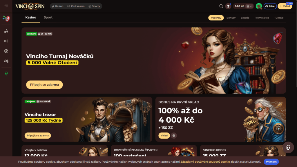 Vincispin casino bonusy