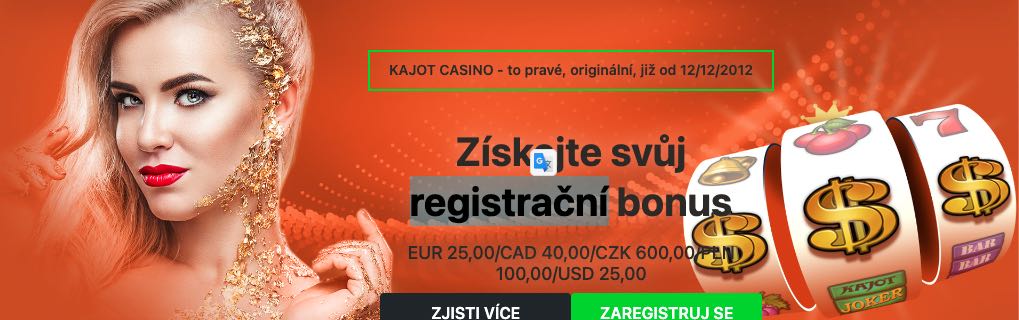 Kajot casino registracni bonus