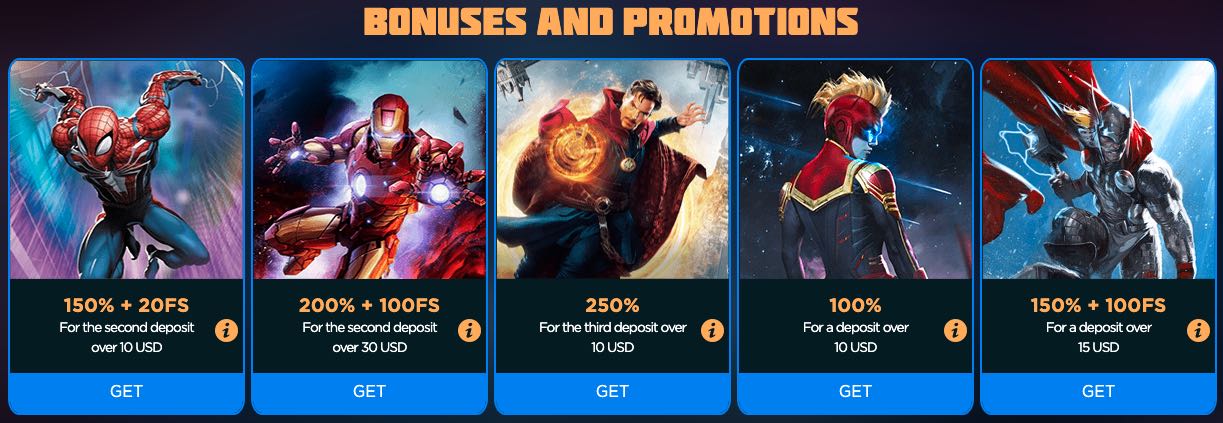 Marvel casino bonusy