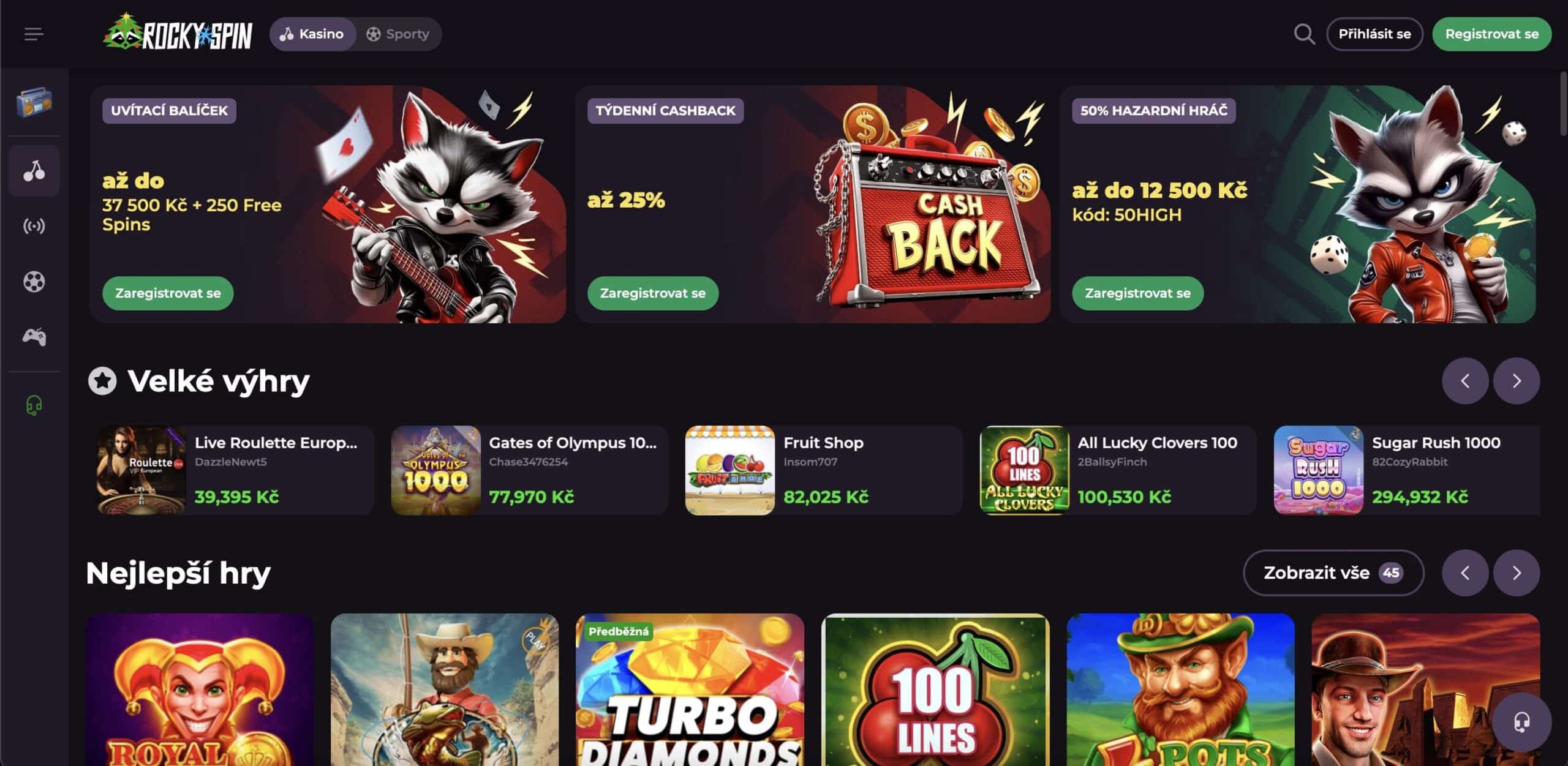 RockySpin casino Česká republika