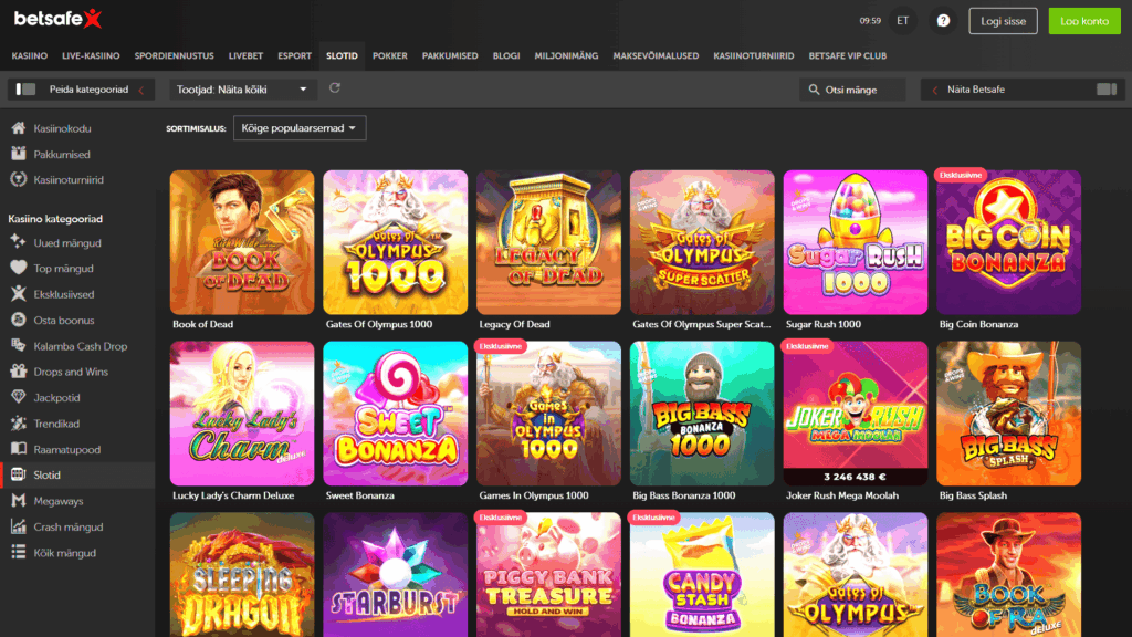 BetSafe kasiino slotimängud