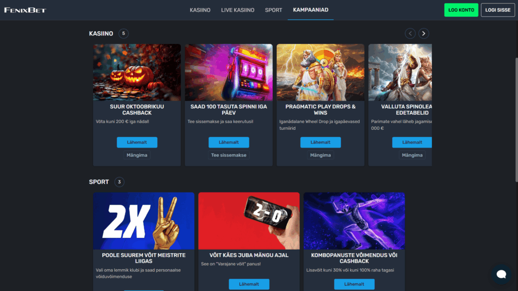 FenixBet kasiinokampaaniad