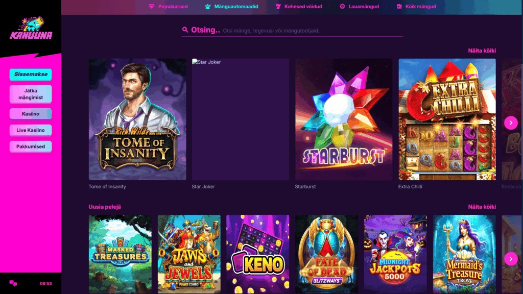 Kanuuna kasiino slotimängud