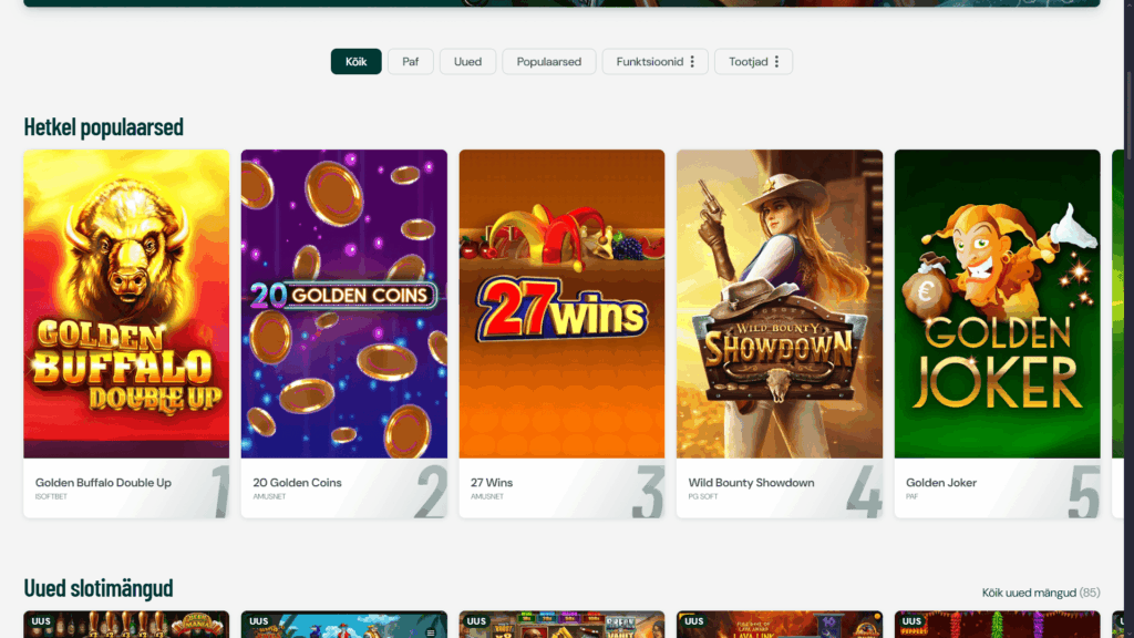 Paf kasiino slotimängud